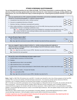 FITNESS SCREENING QUESTIONNAIRE 2