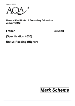 GCSE French Mark Scheme Unit 2: Reading JAN 2012