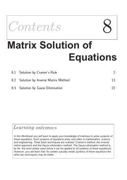 Solution by Cramer`s Rule