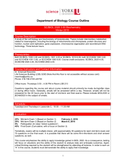 Department of Biology Course Outline