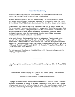 Know Why You Simplify - Center for Biblical Spirituality