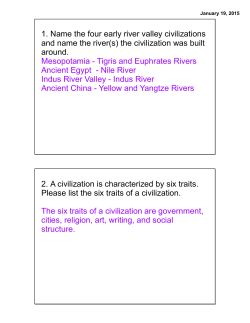 1. Name the four early river valley civilizations and name the river(s