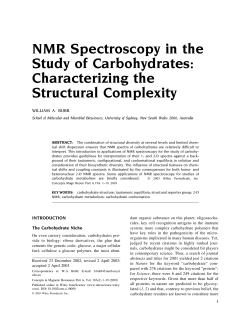 NMR Spectroscopy in the Study of Carbohydrates: Characterizing
