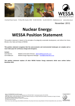 Nuclear Energy: WESSA Position Statement.