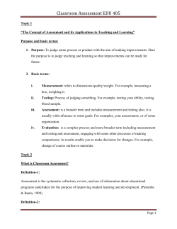 Classroom Assessment EDU 405
