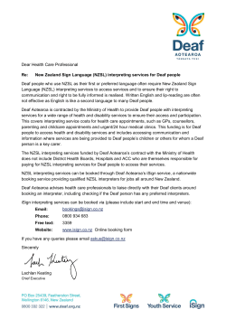 Dear Health Care Professional Re: New Zealand Sign Language