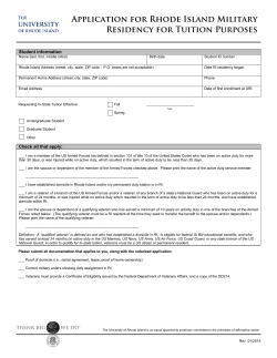 Application for Rhode Island Military Residency for Tuition Purposes