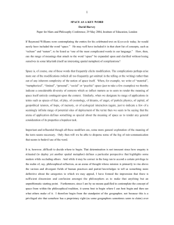 SPACE AS A KEY WORD David Harvey