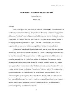 The Western Vowel Shift in Northern Arizona