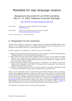 Metadata for sign language corpora