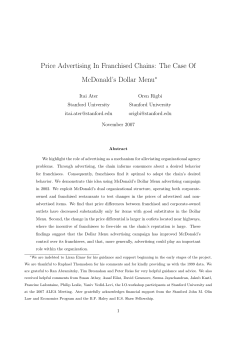 Price Advertising In Franchised Chains: The Case Of McDonald`s