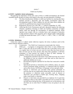Article 7 - Child Care Facilities.