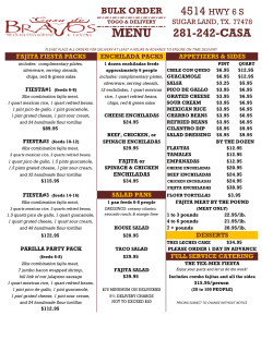 Bulk and catering MENU