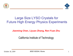 Talk on LYSO Crystals in IEEE NSS/MIC04, Rome, October 18, 2004