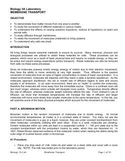 Biology 3A Laboratory MEMBRANE TRANSPORT