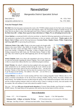 Newsletter - Wangaratta District Specialist School