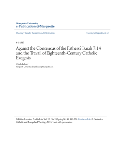 Against the Consensus of the Fathers? Isaiah 7:14 and the Travail of