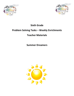 Sixth Grade Problem Solving Tasks – Weekly Enrichments Teacher