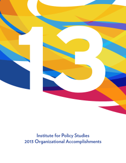 Institute for Policy Studies 2013 Organizational Accomplishments
