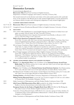 Curriculum Vitae con elenco delle pubblicazioni