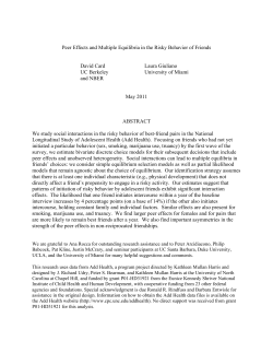 Peer Effects and Multiple Equilibria in the Risky Behavior of Friends