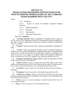 article 15 regulations regarding participation in or profits derived