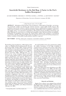 Insecticide Resistance in the Bed Bug: A Factor in the Pest`s Sudden