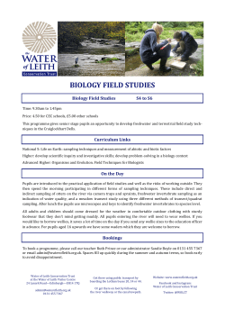 biology field studies - Water of Leith Conservation Trust