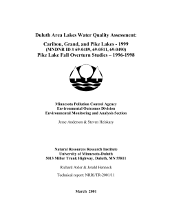 Duluth Area Lakes Water Quality Assessment