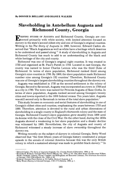 Slaveholding in Antebellum Augusta and Richmond County, Georgia