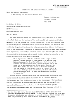 The Iroquois Confederacy NYState I. The Onondaga and the Central