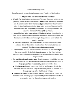 Study Guide for Quiz