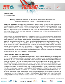 26 sailing boats ready to set sail for the Transat Qu&eacute;bec Saint