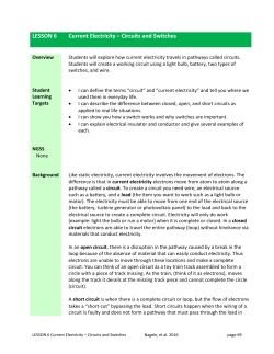 LESSON 6 Current Electricity &ndash; Circuits and Switches