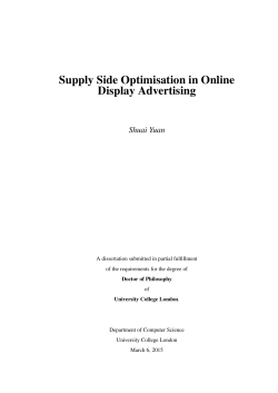 Supply Side Optimisation in Online Display Advertising