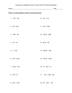 Factoring by Greatest Common Factor (GCF) Practice Worksheet