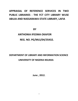 APPRAISAL OF REFERENCE SERVICES IN TWO PUBLIC