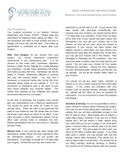 POST-OPERATIVE INSTRUCTIONS Anterior Cervical Diskectomy