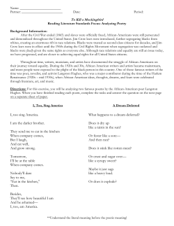 I, too sing America. I am the darker brother. They send