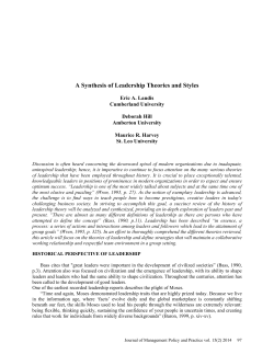 A Synthesis of Leadership Theories and Styles