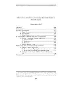 Intentional Discrimination in Establishment Clause Jurisprudence