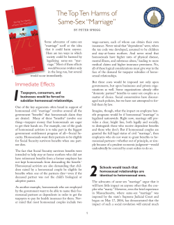 The Top Ten Harms of Same-Sex &ldquo;Marriage&rdquo;