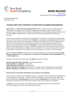 NEWS RELEASE - New York Youth Symphony