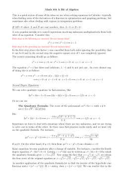Math 101 A Bit of Algebra