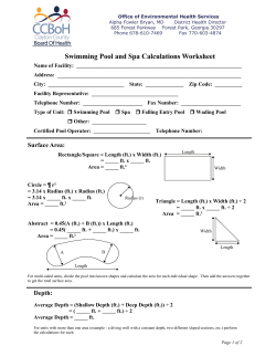 Swimming Pool and Spa Calculations Worksheet
