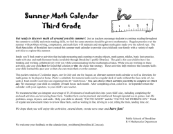 Summer Math Calendar Third Grade