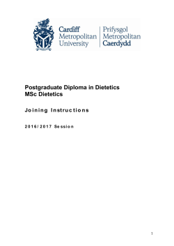 Postgraduate Diploma in Dietetics MSc Dietetics