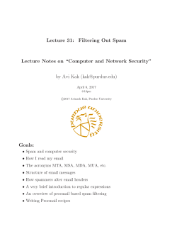 Filtering Out Spam Lecture Notes on