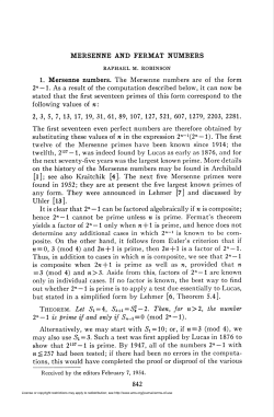 mersenne and fermat numbers 2, 3, 5, 7, 13, 17, 19, 31, 61, 89, 107