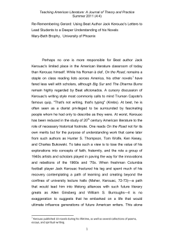Re-Remembering Gerard: Using Beat Author Jack Kerouac`s Letters